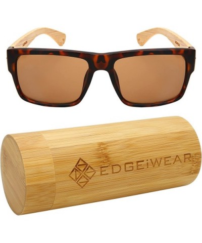 Retro Square Wooden Bamboo Sunglasses 540894BM-SD - Set3 Matte Tortoise/Brown Lens+case - CL18ERSILAS $10.76 Square