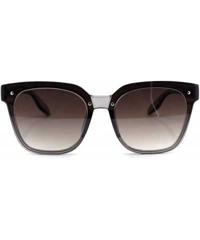 Womens Exposed Lens 90s Panel Lens Boyfriend Horn Rim Sunglasses - Slate Smoke - CX18T0IQG4T $6.32 Rectangular