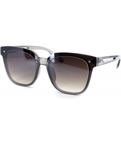 Womens Exposed Lens 90s Panel Lens Boyfriend Horn Rim Sunglasses - Slate Smoke - CX18T0IQG4T $6.32 Rectangular