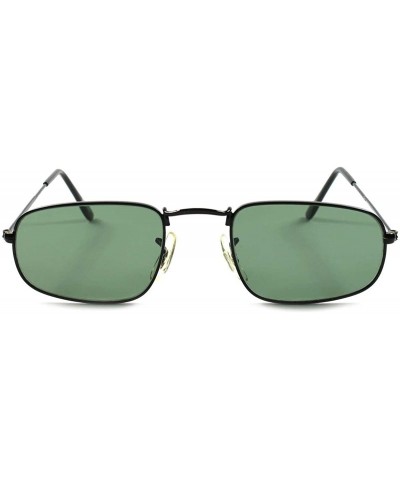 Classic Mens Small Stylish Rectangle Vintage Retro Aviator Sunglasses - Green - C518WWHDHCC $4.89 Aviator