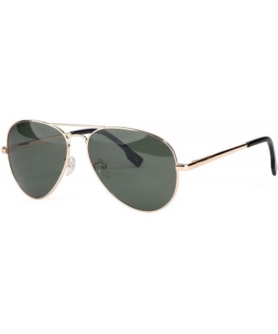 Polarized Aviator Sunglasses For Men-Metal Frame-Retro Brand UV400 TAC lens - Green Lens - C218HLZUCLA $9.76 Aviator