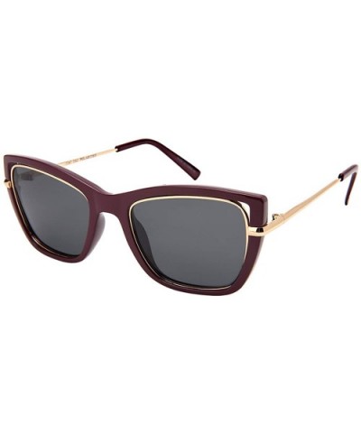 Women's 100% UV400 Protection Tac Polarized Square Lens Fashion Sunglasses - Purple/Gold - CR193MU6G8U $10.66 Square