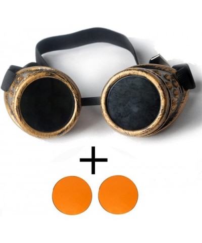 Steampunk Goggles Vintage Glasses Rave Retro Lenses Cosplay Halloween - Frame+orange Lenses - CB18HZCCXY2 $8.44 Goggle