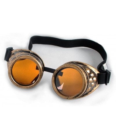 Steampunk Goggles Vintage Glasses Rave Retro Lenses Cosplay Halloween - Frame+orange Lenses - CB18HZCCXY2 $8.44 Goggle