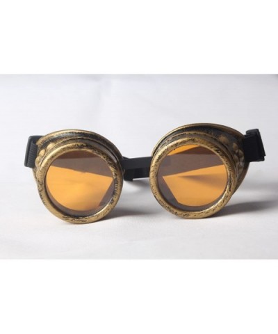 Steampunk Goggles Vintage Glasses Rave Retro Lenses Cosplay Halloween - Frame+orange Lenses - CB18HZCCXY2 $8.44 Goggle