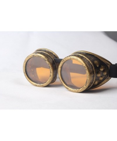 Steampunk Goggles Vintage Glasses Rave Retro Lenses Cosplay Halloween - Frame+orange Lenses - CB18HZCCXY2 $8.44 Goggle