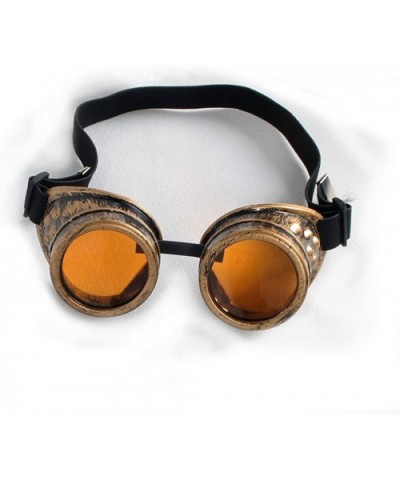 Steampunk Goggles Vintage Glasses Rave Retro Lenses Cosplay Halloween - Frame+orange Lenses - CB18HZCCXY2 $8.44 Goggle