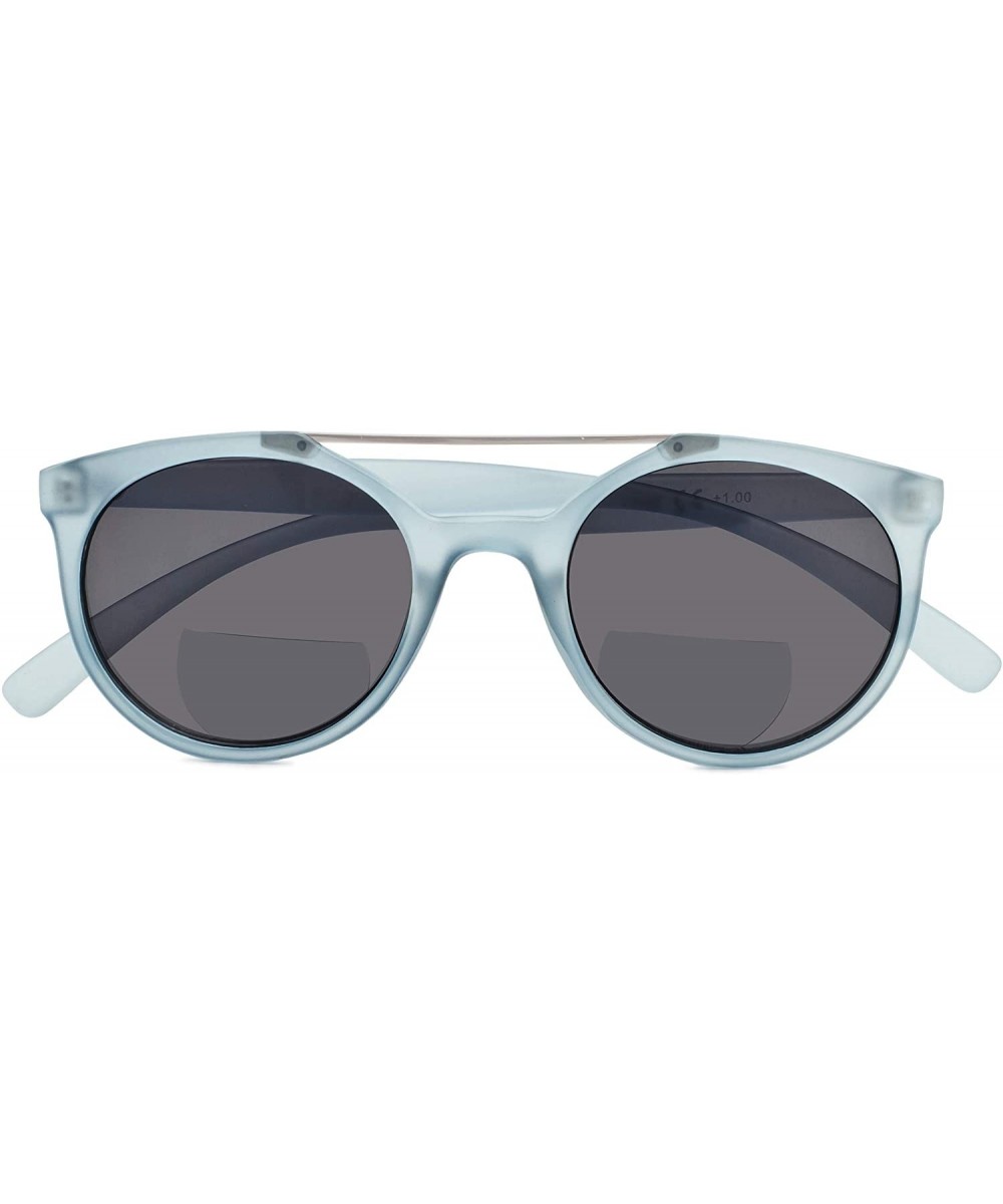 Plastic Bifocal Reading Sunglasses Round Style For Women - Blue - CQ18R96TWTW $9.41 Round