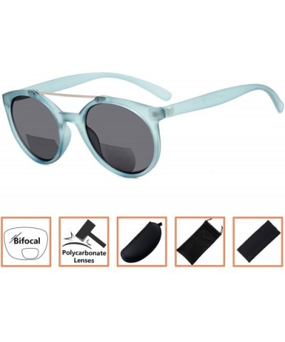 Plastic Bifocal Reading Sunglasses Round Style For Women - Blue - CQ18R96TWTW $9.41 Round