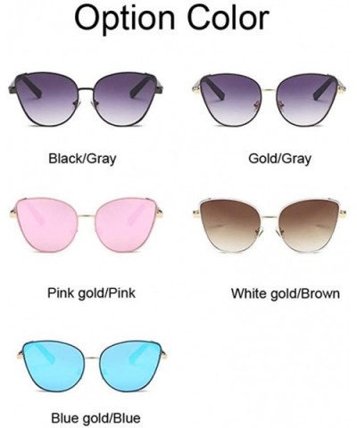 Classic Cat Eye Sunglasses Women Retro Sun Glasses Shades Female Luxury Designer UV400 Sunglass - Pink Gold Pink - CQ198GDK2U...