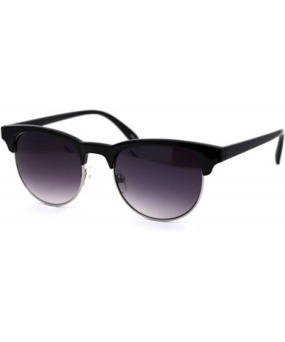 Womens Horned Hipster Half Rim Fashion Sunglasses - Black Smoke - C512FX2IWL5 $6.82 Wayfarer