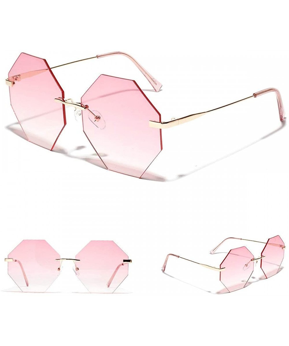 2019 Polygon Sunglasses Women Brand Designer Rimless Fashion Sun Glasses Metal Ocean lens For Female uv400 - CX18U7YUDYH $8.8...