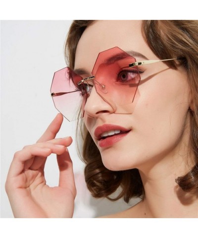 2019 Polygon Sunglasses Women Brand Designer Rimless Fashion Sun Glasses Metal Ocean lens For Female uv400 - CX18U7YUDYH $8.8...