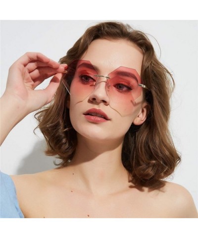 2019 Polygon Sunglasses Women Brand Designer Rimless Fashion Sun Glasses Metal Ocean lens For Female uv400 - CX18U7YUDYH $8.8...