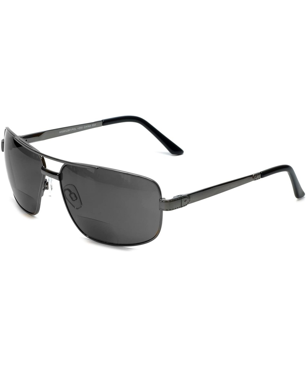 476BF Polarized Bi-Focal Metal Reading Sunglassess - Gunmetal / Grey Lens - CX11D8VJ8FX $54.64 Aviator