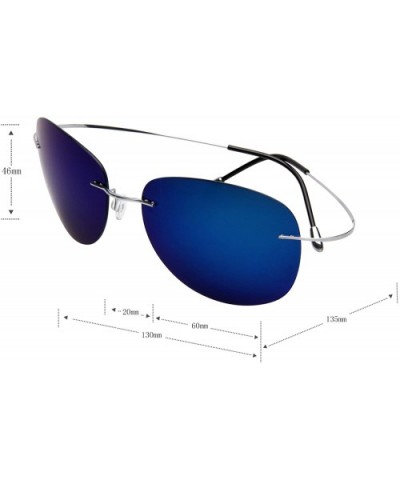 Designer Classic Titanium Men Women Polarized Aviator Sunglasses LSP8016T - Silver Leg Blue Lenses - CF12N0BJ3MR $15.23 Aviator