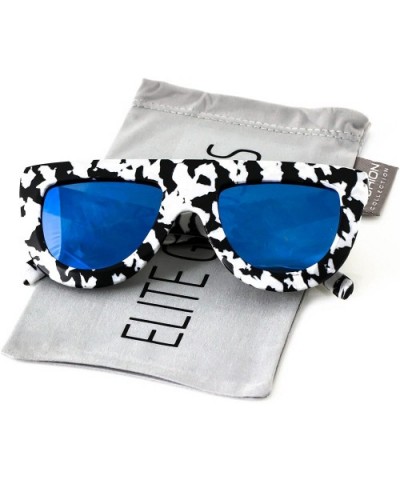 Flat Top TEARDROP Women Sunglasses Aviator Style Square Shades - Zebra / Blue Mirrored - CE17YXCY9OX $7.72 Aviator