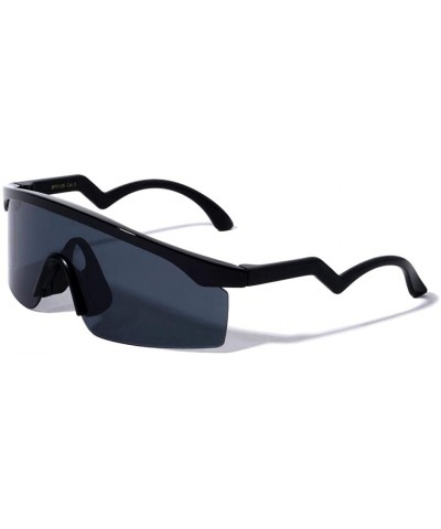 Daytona Semi Rimless Wrap Around Shield Sunglasses - Black Frame - C118L7ZO2CG $7.83 Shield