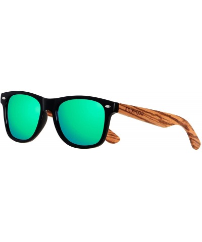 Wood Sunglasses Polarized for Men Women Uv Protection Wooden Bamboo Frame Mirrored Sun Glasses SERRA - CN18WNN36ND $20.40 Avi...