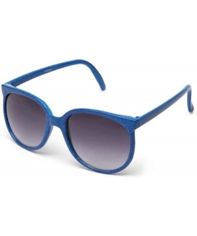 Women's Speckled Design Round Slim Temple Sunglasses - Blue - CP119E6ZTAD $6.13 Round