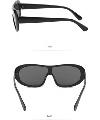 Vintage Conjoined Sunglasses for Unisex Plastic PC UV 400 Protection Sunglasses - Black - CY18T2UCO20 $14.15 Sport