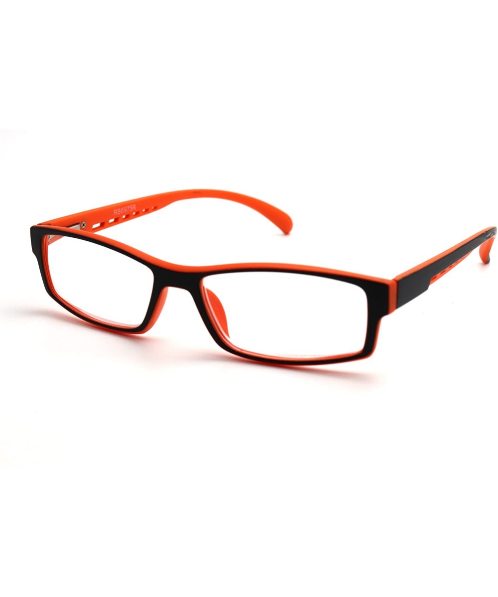 Soft Matte Black w/ 2 Tone Reading Glasses Spring Hinge 0.74 Oz - Matte Black Orange - CU12C215KMJ $11.87 Rectangular