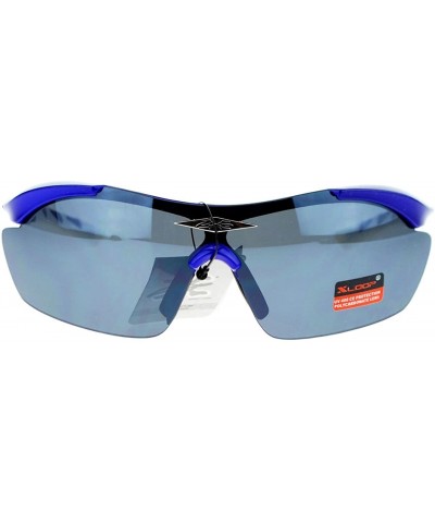 Xloop Sports Sunglasses Half Rim Rubber Nose/Temple Wrap Around UV 400 - Blue White - CB126UDO909 $4.66 Sport