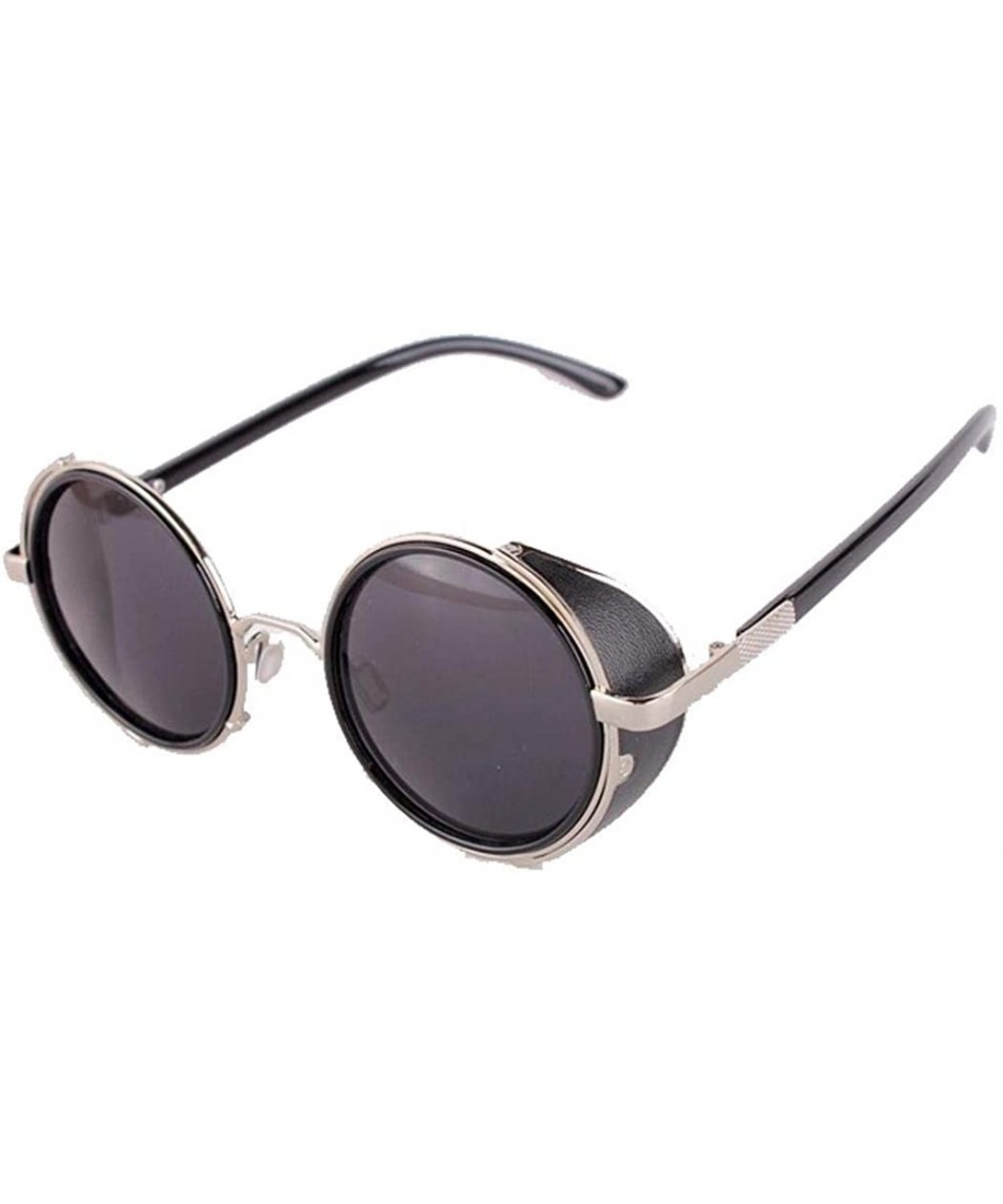 Men Retro Style Sunglasses Round Frame Color Lens Sunglasses Sunglasses - CT18RA2ZN3T $28.40 Round
