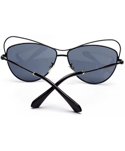 New fashion UV400 Metal frame Sunglasse-T1845 classic sunglasses for women - Black - CD12FD434P7 $9.86 Goggle