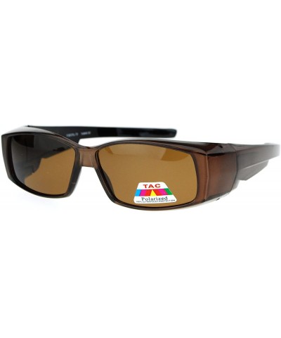 Unisex Polarized Rectangular 55mm Over the Glasses Fit Over Sunglasses - Brown - CO12MA13OET $10.30 Square