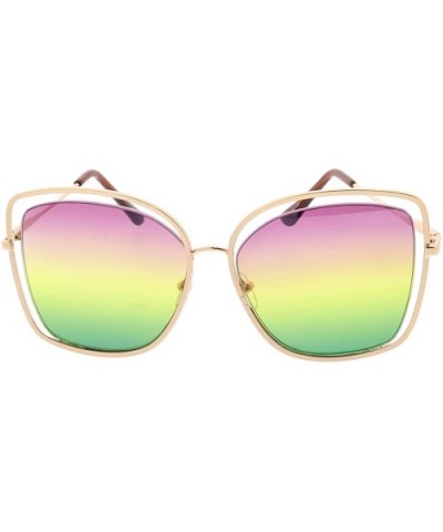 Heritage Modern "Evolve" Double Wired Aviator Frame Sunglasses - Pink - C518GYO4SXQ $7.72 Aviator