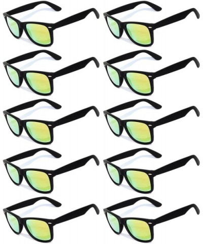 Wholesale Bulk Retro Vintage Mirrored Sunglasses Colored Matte Frame 10 Pairs - 10_pairs_black_matte - CT127L4LE8L $20.64 Way...