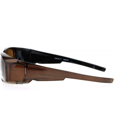 Unisex Polarized Rectangular 55mm Over the Glasses Fit Over Sunglasses - Brown - CO12MA13OET $10.30 Square