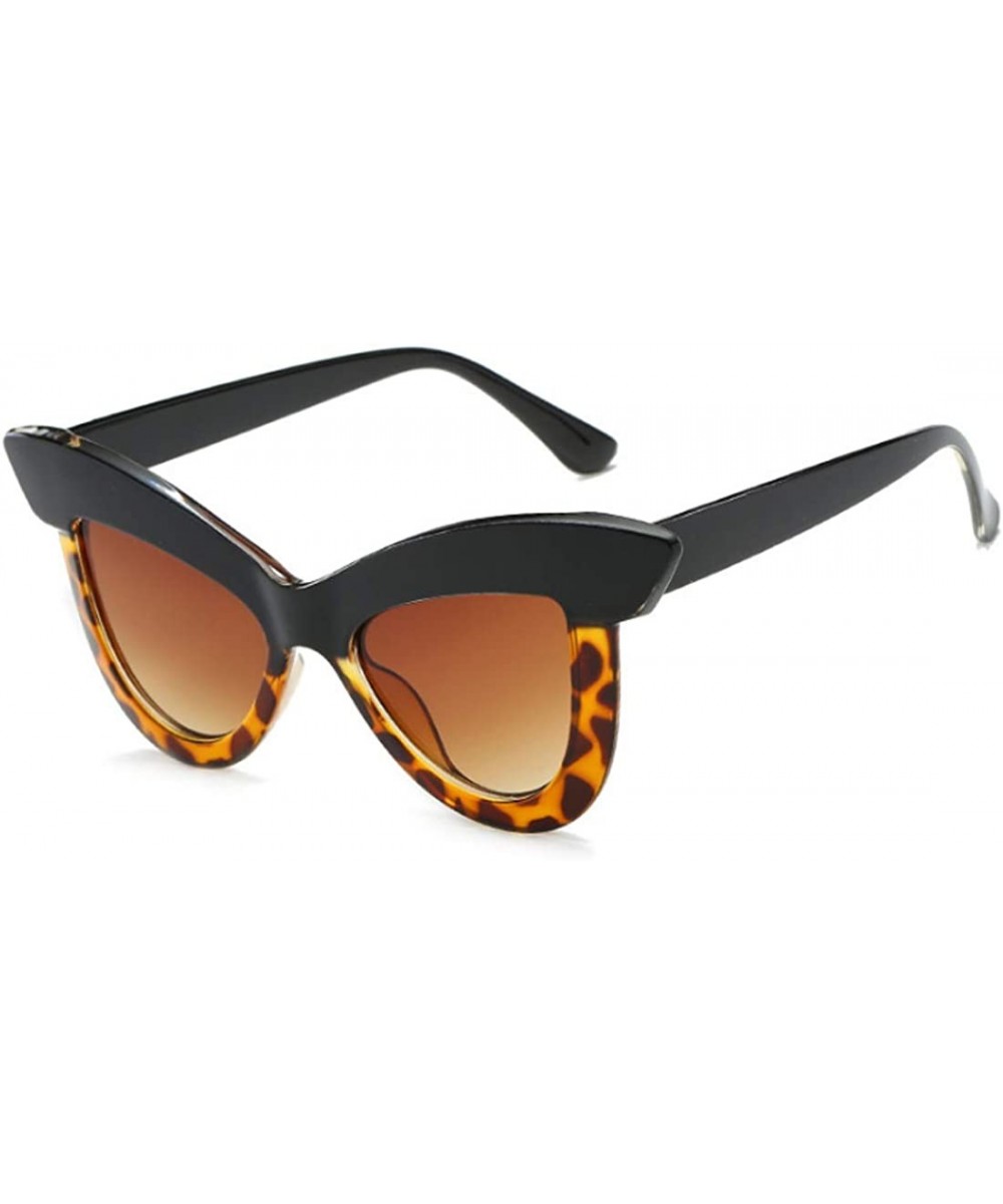 Vintage Cat Eye Sunglasses Women's Plastic Frame UV400 - Black Yellow - CQ18NLS3G6R $6.20 Oval