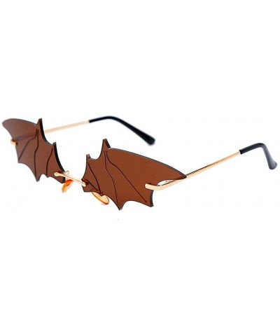 Rimless Retro Batman Vintage Fashion Style Sunglasses Steampunk Eyewear - Batman Brown - C3196YRH7IQ $11.19 Rimless