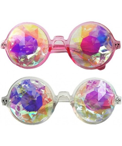 Festivals Kaleidoscope Glasses Rainbow Prism Sunglasses Goggles - Pink+white - CL185A59TOX $10.03 Wrap