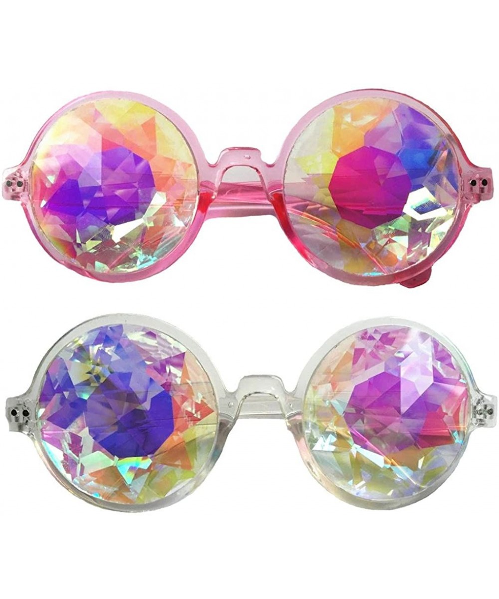 Festivals Kaleidoscope Glasses Rainbow Prism Sunglasses Goggles - Pink+white - CL185A59TOX $10.03 Wrap