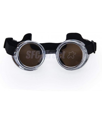 Vintage Victorian Steampunk Goggles Glasses Welding Cyber Punk Gothic Cosplay - Silver - CQ18I06LZMO $26.25 Goggle