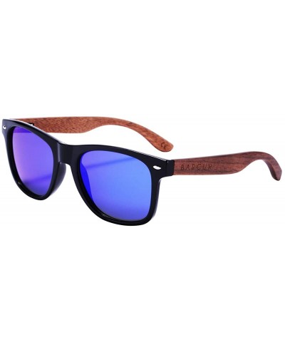 Polarized Sunglasses for Men Women Wood Sunglasses with Wooden Case Black Walnut Sun glasses - Dark Blue - C518RE0CMG4 $12.43...