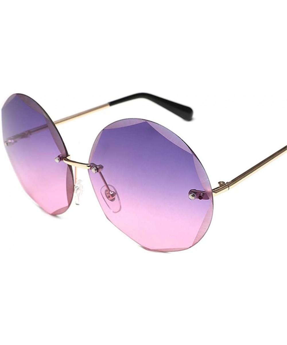 Round Cut Rimless Sunglasses Women Men Vintage Gradient Sun Glasses Stylish Female Male Eyeglasses - CX18Y406GNG $23.30 Recta...