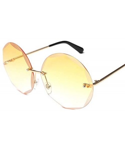 Round Cut Rimless Sunglasses Women Men Vintage Gradient Sun Glasses Stylish Female Male Eyeglasses - CX18Y406GNG $23.30 Recta...