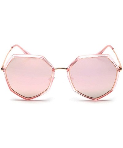 Irregular polygon polarized sunglasses Big frame Ladies Sunshade glasses Fashion Mens Goggle - Pink - C318WXQIW7R $11.56 Goggle