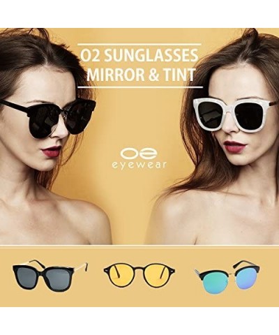 97018XL Premium Oversize Cats eye Womens Mens Mirror Funky Flat Sunglasses - Blue - CX12I74N85L $8.06 Cat Eye