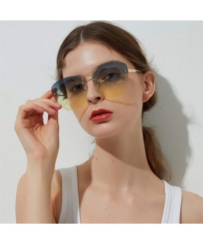 Fashion Glasse Clear Progressive Colored Lens Ac Borderless Cat Eye glasses women Colorful Crystal Sunglasses - CD198G73KQ4 $...