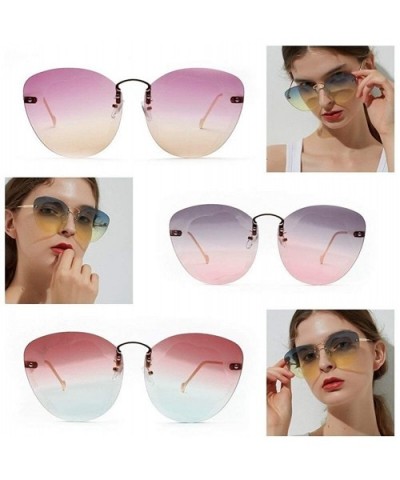 Fashion Glasse Clear Progressive Colored Lens Ac Borderless Cat Eye glasses women Colorful Crystal Sunglasses - CD198G73KQ4 $...