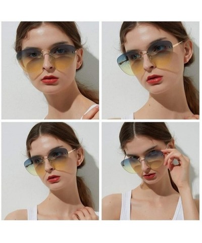 Fashion Glasse Clear Progressive Colored Lens Ac Borderless Cat Eye glasses women Colorful Crystal Sunglasses - CD198G73KQ4 $...