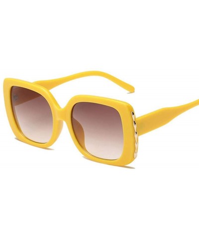 Vintage Oversized Square Sunglasses Women Brand Designer Luxury Retro Black Red - Yellow - C218XQYUT89 $5.27 Square