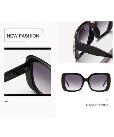 Vintage Oversized Square Sunglasses Women Brand Designer Luxury Retro Black Red - Yellow - C218XQYUT89 $5.27 Square