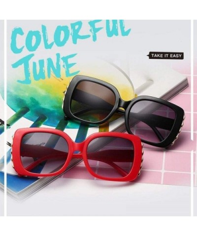 Vintage Oversized Square Sunglasses Women Brand Designer Luxury Retro Black Red - Yellow - C218XQYUT89 $5.27 Square