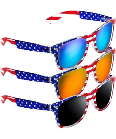 3 Pairs American Patriot Flag Beach and July 4th Series Sunglasses - Red/Blue/Grey Lens - Transparent - CY18QL88YO0 $13.62 Sq...